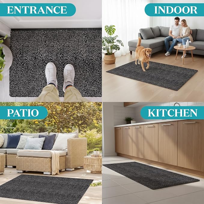 Premium Microfiber Indoor Door Mat – 36"x60" Washable Entry Mat, Waterproof