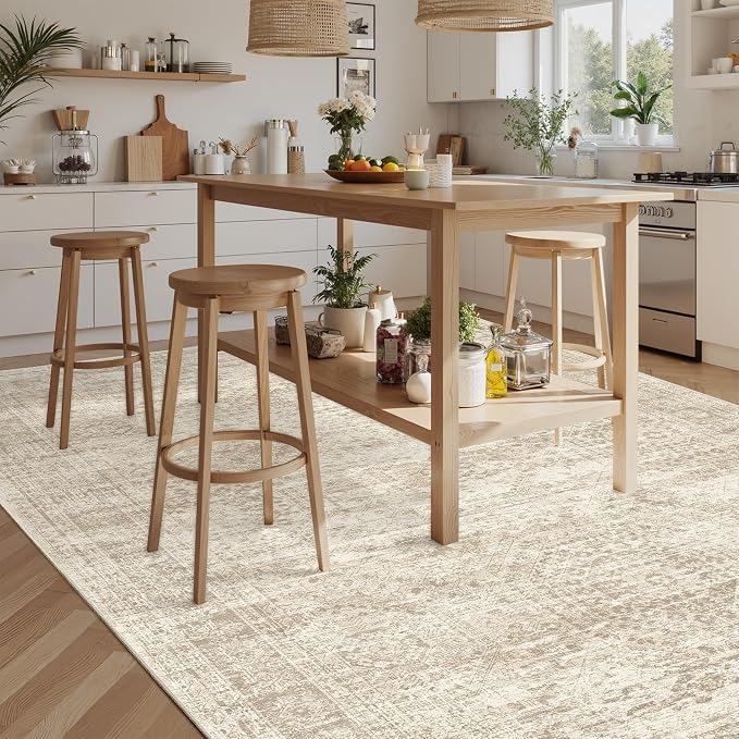 Soalmost 9x12 Area Rugs for Living Room, Non Slip Machine Washable Vintage Rugs