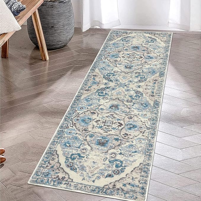 HEBE Hallway Runner Rug 2'x6' Washable Vintage Distressed Area Rugs Non Slip