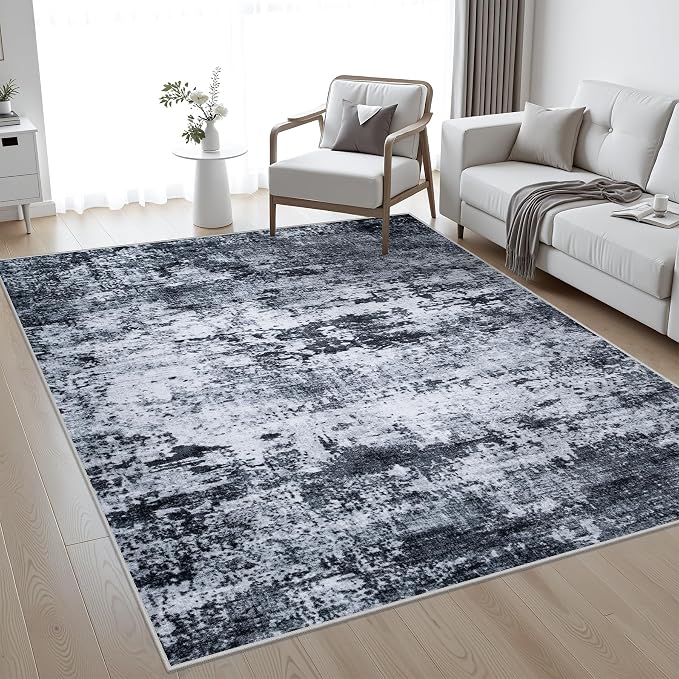 5x7 Area Rug Living Room Rug: Washable Modern Abstract Soft Thin Rug Indoor