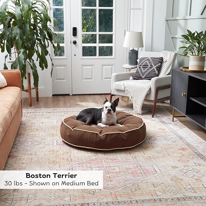 Happy Hounds Scout Round Reversible Pillow Dog Bed, Medium (36" x 36"), Chocolate