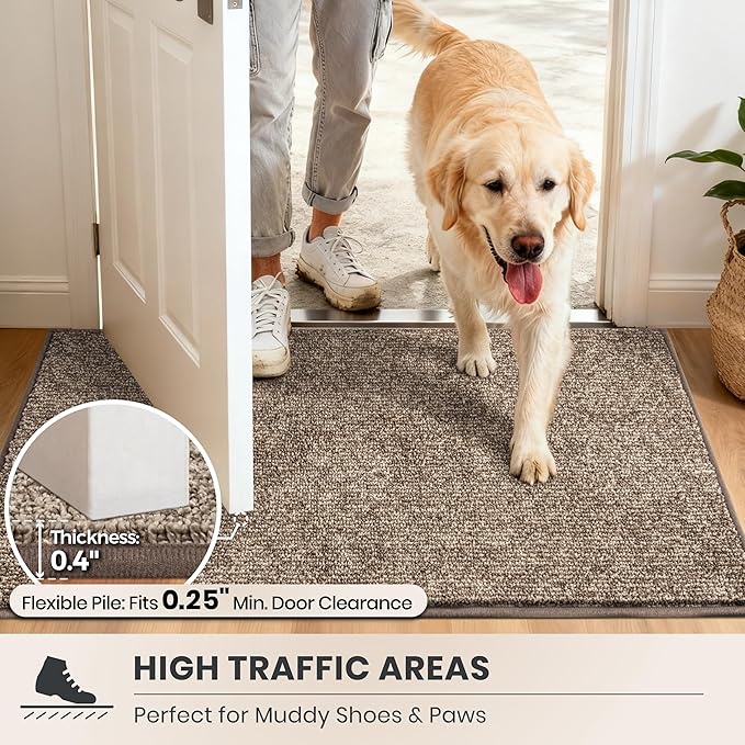 PURRUGS Dirt Trapping Door Mat 32" x 47", Non-Slip Machine Washable Entry Rug