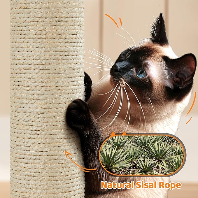 Yaheetech 59in Cat Tree for Multiple Cats, Multi-Level Activity Tower w/Hammock, Condo, Perches, Extended Platforms for Climbing & Jumping –Heavy Duty Cat Tower w/Scratching Posts & Dangling Balls