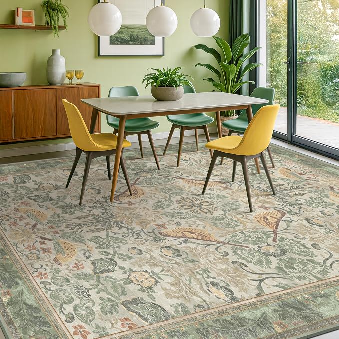 Hazo Haus Washable Floral Bird Rugs