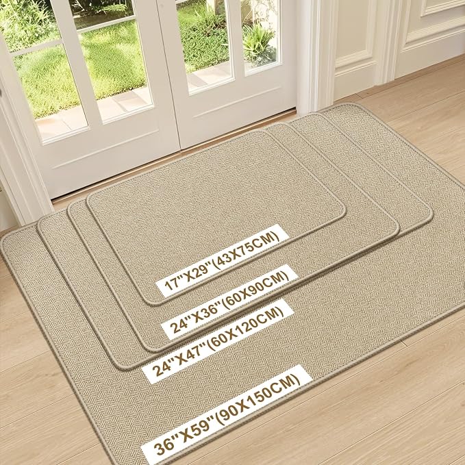 Ultra Thin Door Mat Indoor Entrance 17"x29", Low-Profile Indoor Door Mat