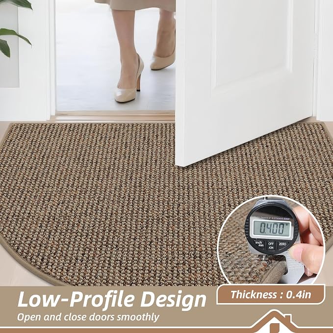 BEQHAUSE Dirt Trapper Door Mat 17" x 30" Half Circle Non Slip Washable Doormats