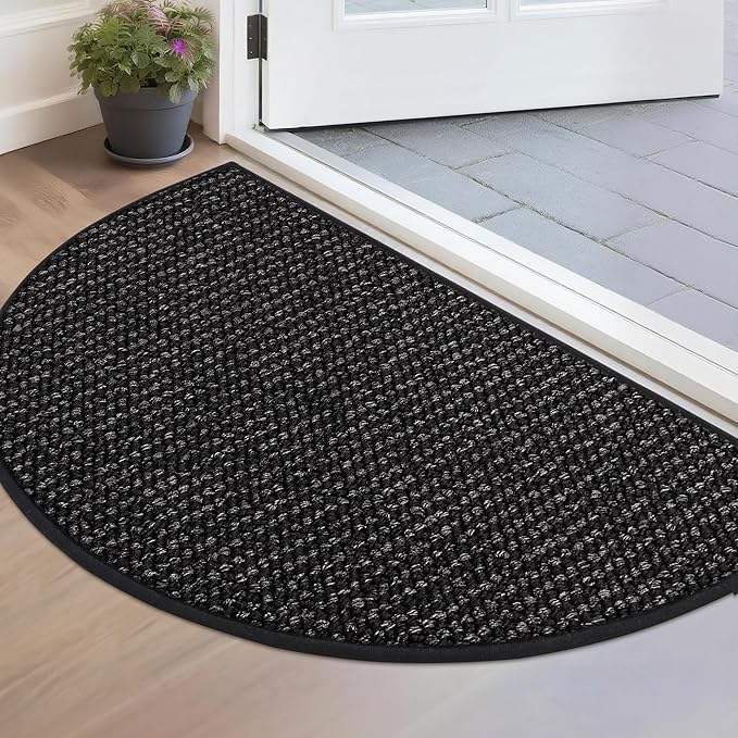 BEQHAUSE Dirt Trapper Door Mat 17" x 30" Half Circle Non Slip Washable Doormats