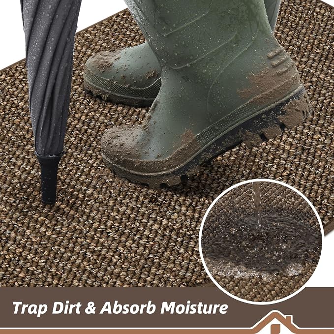 BEQHAUSE Dirt Trapper Door Mat 26" x 40" Half Circle Non-Slip Washable Doormats