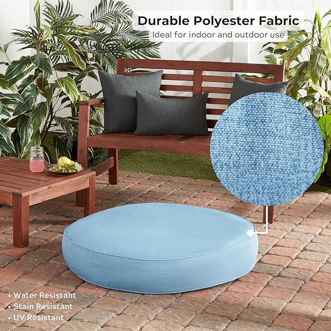 Gordie Round Indoor/Outdoor Pillow Style Dog Bed, Blue Heather, Medium