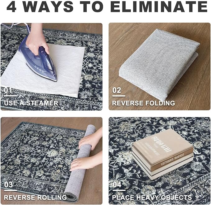 KILOCOCO Hallway Runner 2x7 Rug Runner Printed Vintage Floral Washable Kitchen
