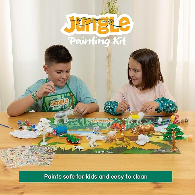 BONNYCO Animal Toys for Kids Painting Kit with 16 Figurines Animal Kids Crafts 4-8 with Glow in The Dark, Safari Gifts for Boys and Girls | Boy Toys 3 4 5 6 7 8 9 10 Years Old Birthday Christmas
