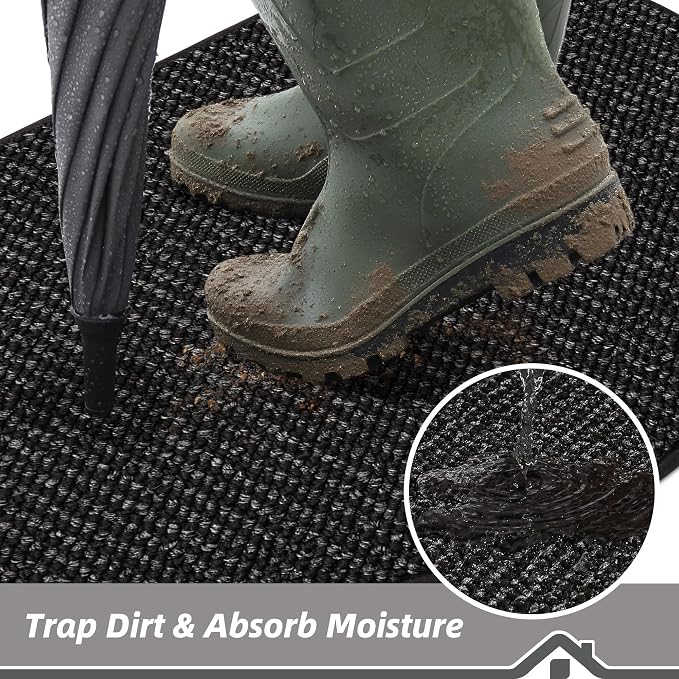 BEQHAUSE Dirt Trapper Door Mat 17" x 30" Half Circle Non Slip Washable Doormats