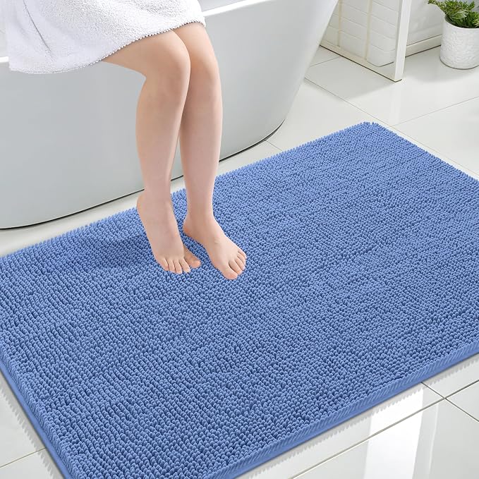 OLANLY Large Bathroom Rugs 44x32, Soft Absorbent Chenille Bath Rugs, Rubber