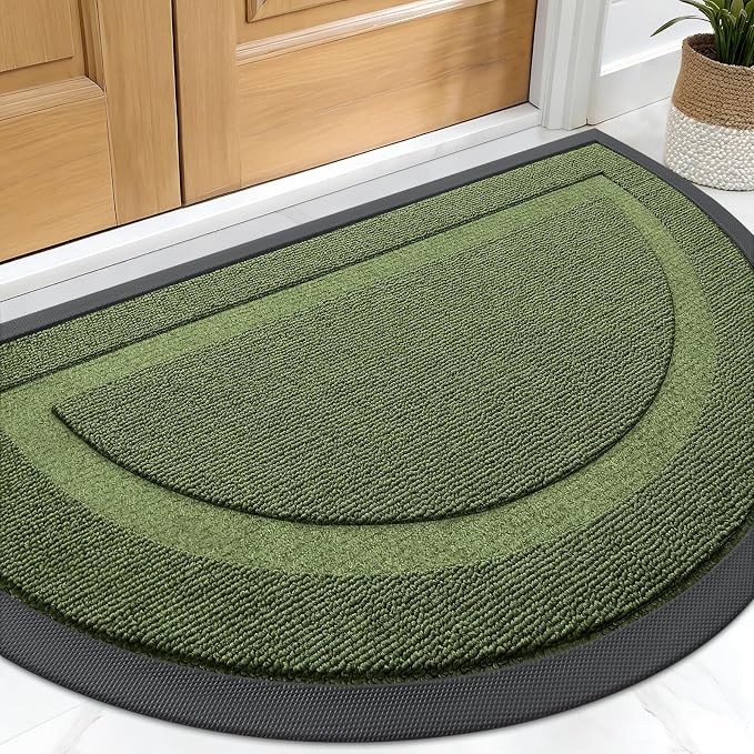 OLANLY Half Circle Door Mat Indoor Outdoor Entrance Welcome, Waterproof