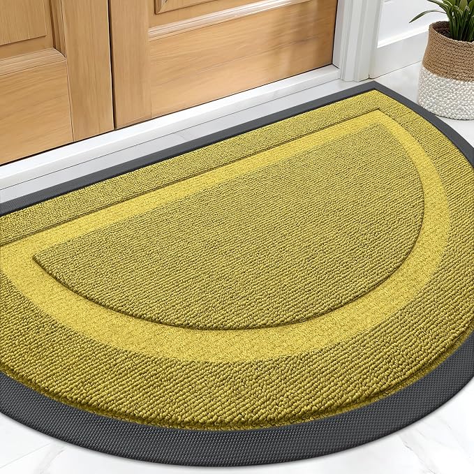 OLANLY Half Circle Door Mat Indoor Outdoor Entrance Welcome, Waterproof