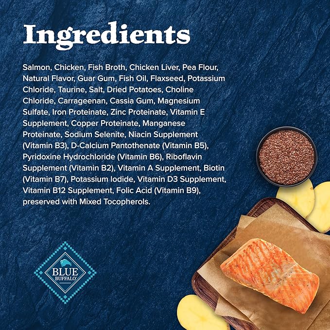 Blue Buffalo Wilderness Natural High-Protein Grain-Free Wet Food for Adult Cats, Salmon Paté, 3-oz. Cans, 24 Count