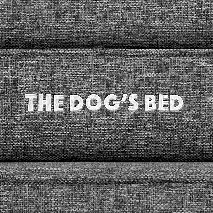The Dog’s Bed, XL Grey Poly-Linen 43.5x34, Memory Foam, Pain Relief: Arthritis, Hip & Elbow Dysplasia, Post Surgery, Lameness, Supportive, Calming, Waterproof Washable Cover, Veterinary Approved