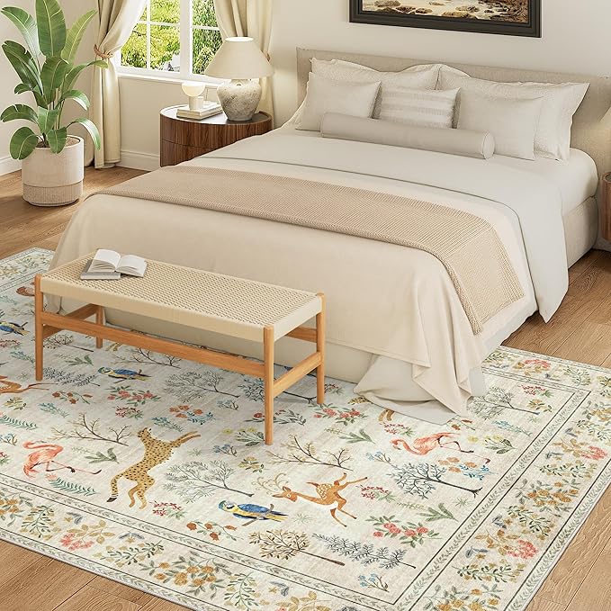 DUKINO 9x12 Rug, Washable Animal Living Room Rug