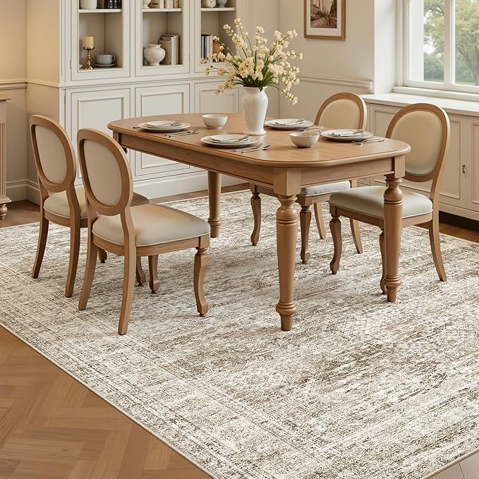 Soalmost 7x9 Area Rug for Living Room Washable Abstract Vintage Soft Thin