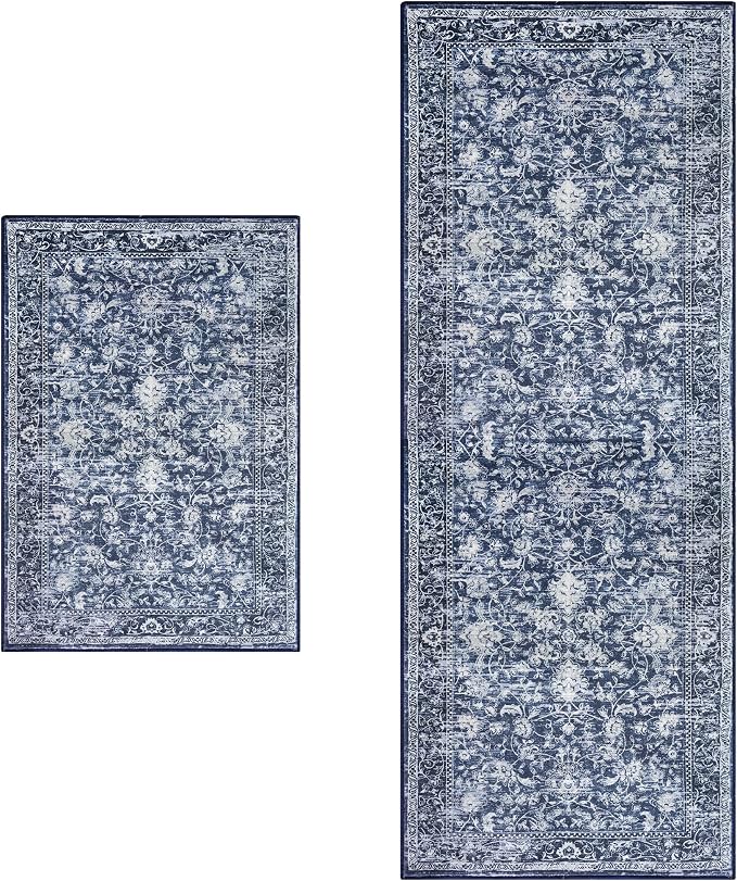 KILOCOCO Kitchen Rug Runner Sets of 2PCS 2x3 and 2x6 Washable Area Rug Non Slip