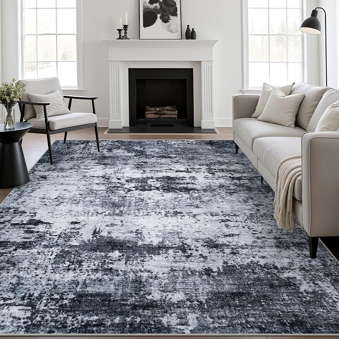 5x7 Area Rug Living Room Rug: Washable Modern Abstract Soft Thin Rug Indoor
