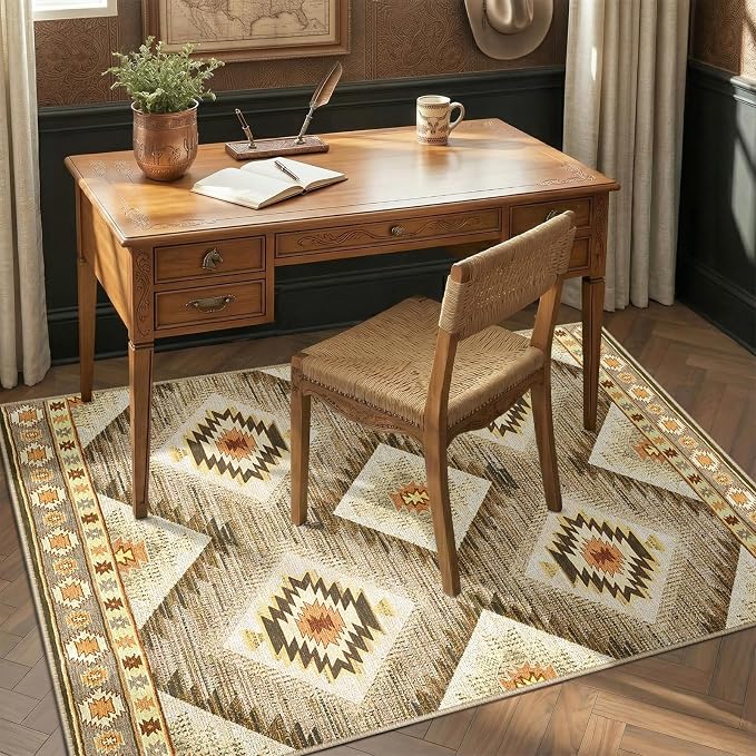 BESTSWEETIE Area Rug 3x5 Machine Washable Non-Slip Low Pile Print Pattern