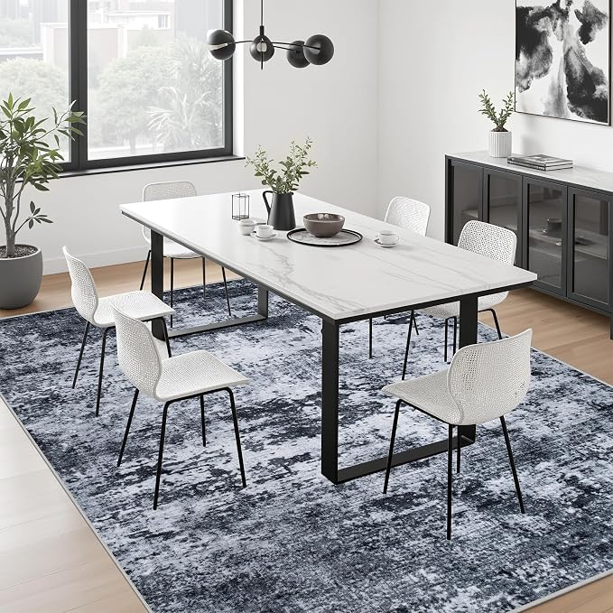 5x7 Area Rug Living Room Rug: Washable Modern Abstract Soft Thin Rug Indoor