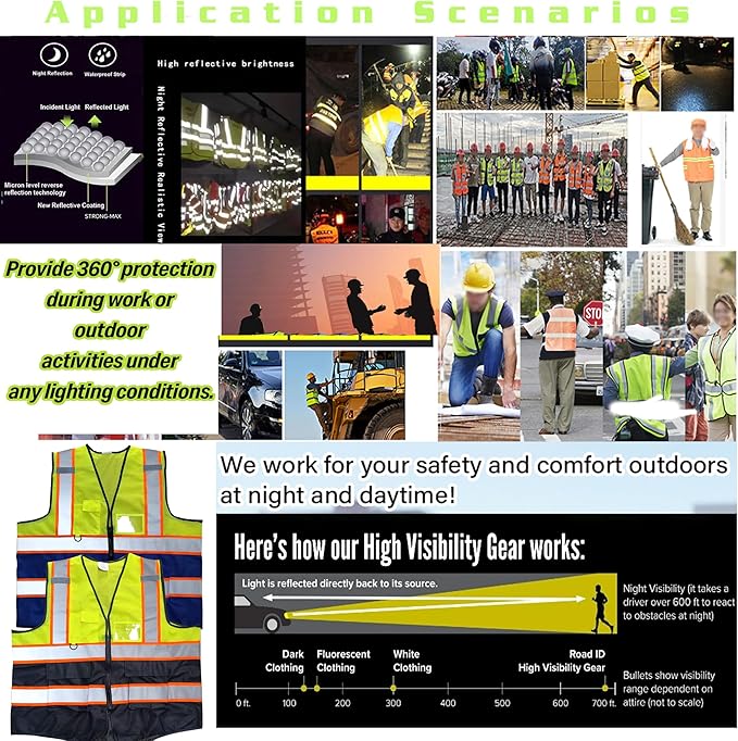 Personalized High Visibility Reflective Safety Vest Custom Your Text Protective Workwear Outdoor Work Vest