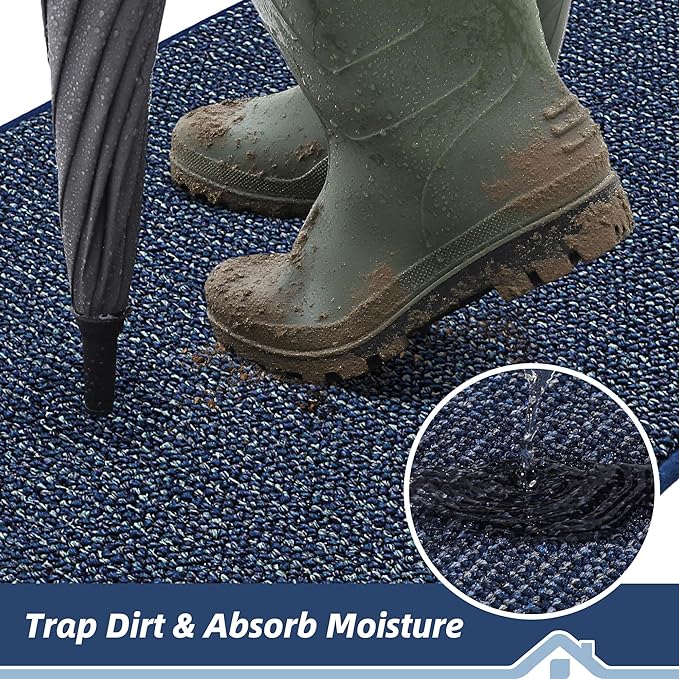 BEQHAUSE Dirt Trapper Door Mat 17" x 30" Half Circle Non Slip Washable Doormats