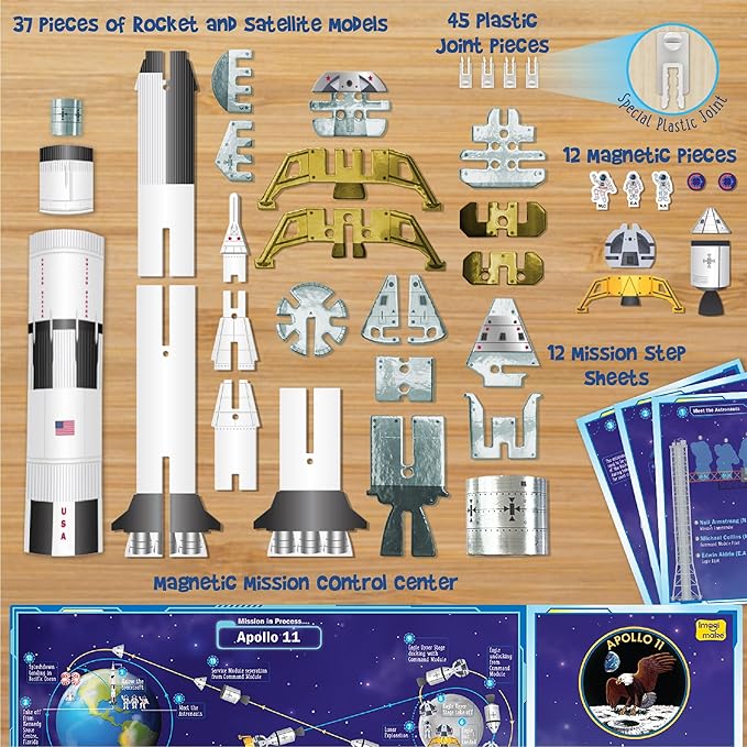 Imagimake Mapology Man's Journey to Moon | NASA Mission Apollo 11 | Rocket & Satellite Model Making Set | Space Toys for ages 8-13 | Educational Science Kits for Kids Age 8-12 | Gifts for Boys & Girls