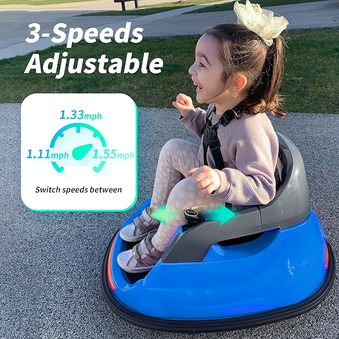Baby Bumper Car, 6V Electric Kids Bumper Car for Toddlers with Remote Control, Bluetooth - Navy Blue