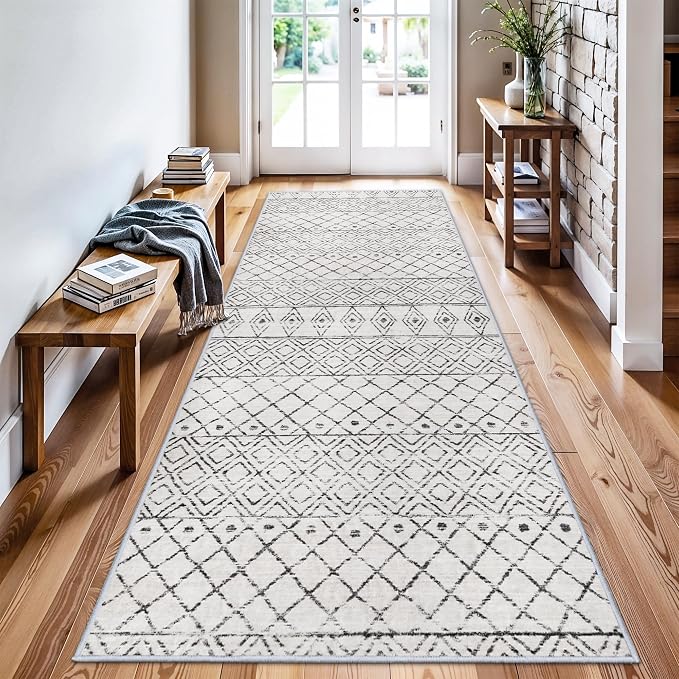 Moroccan 3x8 Runner Rug Hallway: Washable Farmhouse Runners