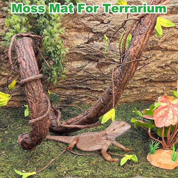 kathson Reptile Carpet, Natural Moss Mat for Terrarium, Bearded Dragon Tank Flooring Green Substrate Liner for Leopard Gecko Hermit Crab Lizard Tortoise (47.24" X 11.81")