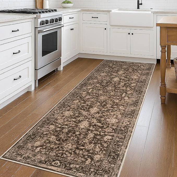 KILOCOCO Hallway Runner 3x8 Rug Runner Washable Kitchen Runners Printed Floral