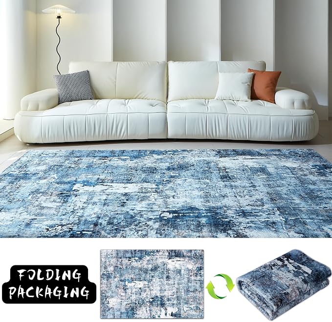 Rugcomf Area Rug 5x7 Washable Rug Boho Soft Abstract Pattern Non-Slip