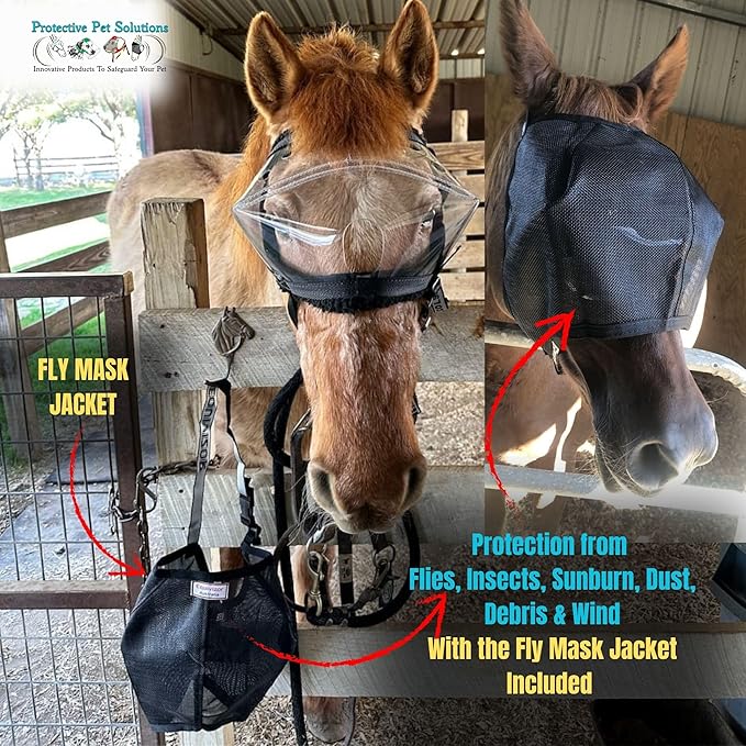 Recovery Vizor, (Size Full - Clear UV Tint) Medical and Preventative Horse Eye (Goggle) Protection Mask for Uveitis, Injury, Scratch or Corneal Infection, Blindness.