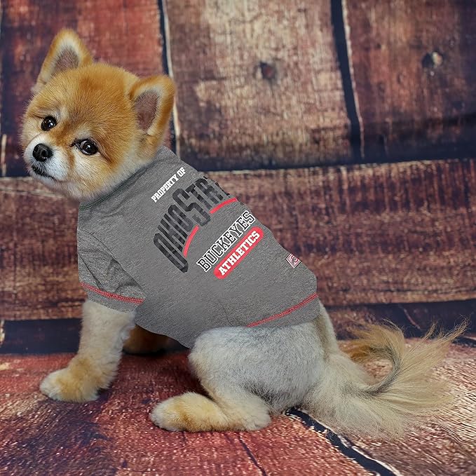 Pets First Collegiate OHIO STATE BUCKEYES Dog T-Shirt, Large. - Licensed Shirt for Pets Team Colored with Team Logos.- Premium Stretchable Materials for the Comfrot of your Dog & Cat.