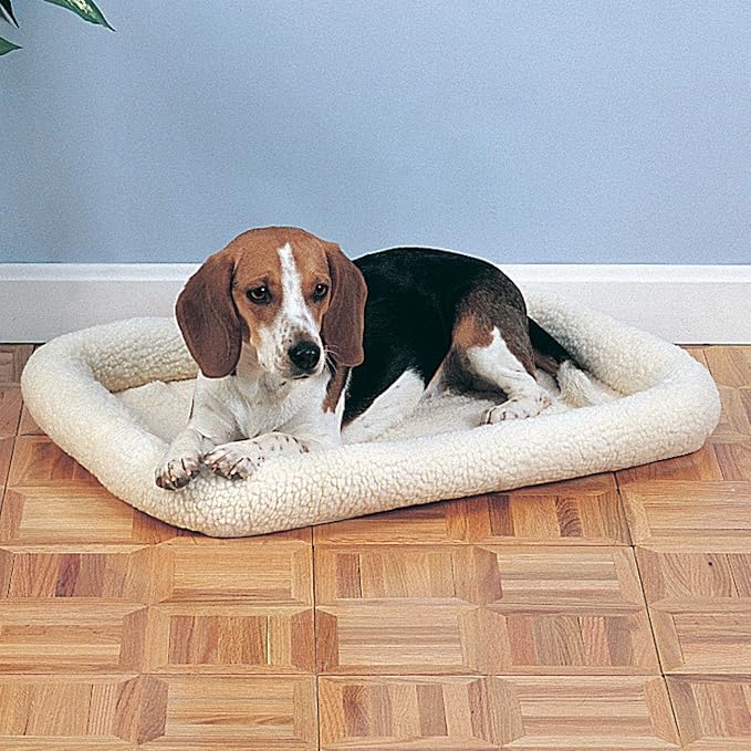 Slumber Pet Sherpa Crate Beds - Comfortable Bumper-Style Beds for Dogs and Cats, Large, Natural Beige, 26.0" L x 17.0" W x 10.0" Th