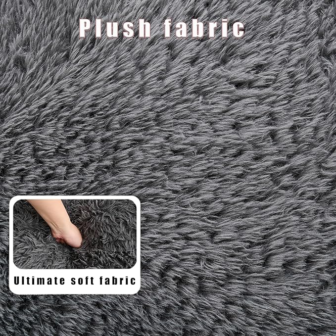 Dark Gray Foldable Human Dog Bed - 69"x35"x12" Fits You & Pets with Comfy Pillow, Washable Faux Fur, Oversized Lounger Lazy Sofa Beds with 5 Adjustable Position