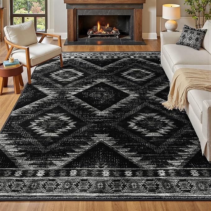 BESTSWEETIE Area Rug 6x9 Rug Machine Washable Non-Slip Low Pile Print Pattern
