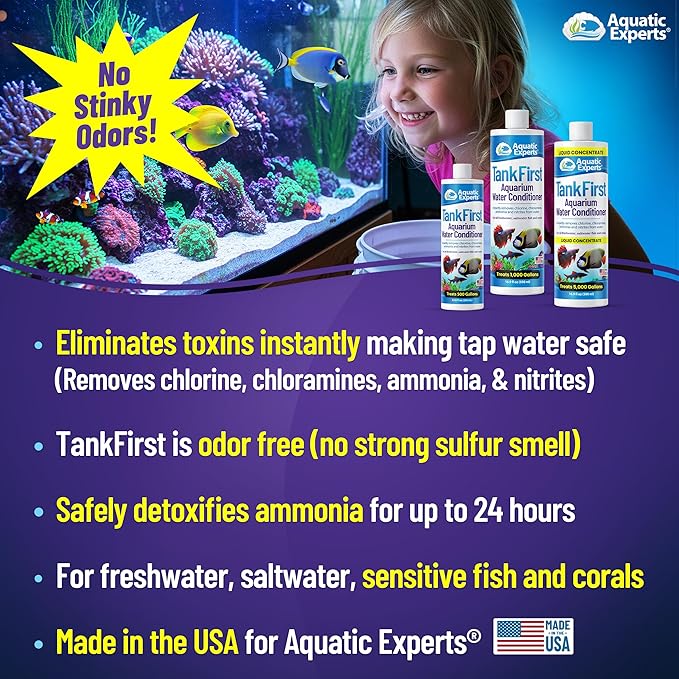 TankFirst Complete Aquarium Water Conditioner - Fish Water Conditioner, Instantly Removes Chlorine, Chloramines, and detoxifies Ammonia from Fish Tank (TankFirst Regular, 250 ml)