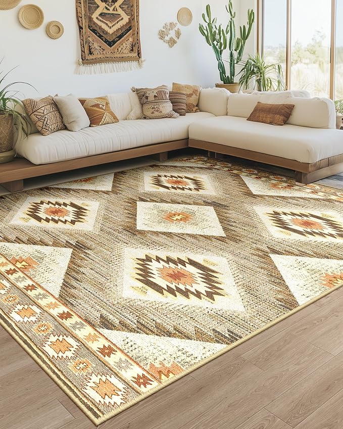 BESTSWEETIE Area Rug 10x14 Rug Machine Washable Non-Slip Low Pile Print Pattern