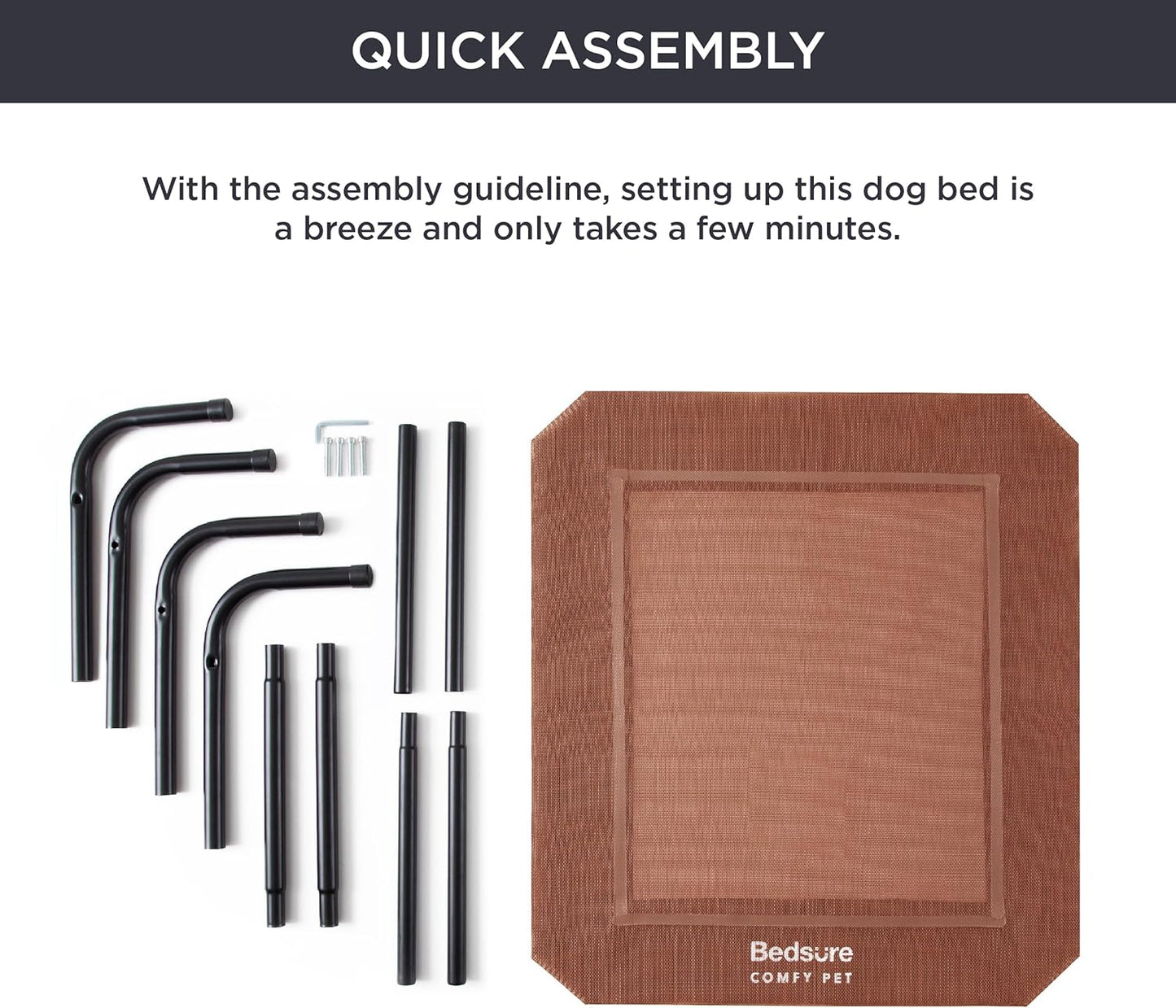 Bedsure Outdoor Elevated XL Dog Bed, Portable Indoor & Outdoor Cooling Raised Cot Pet Hammock Bed with Skid-Resistant Feet, Frame with Breathable Mesh, Terracotta, 54 inches