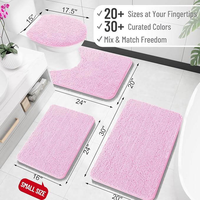 OLANLY Large Bathroom Rugs 40x24, Extra Soft Absorbent Chenille Bath Rugs
