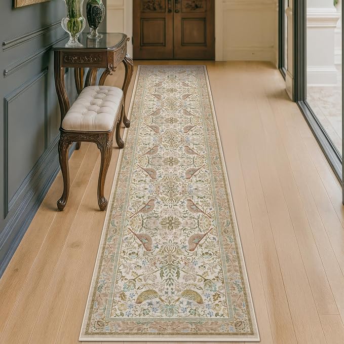 Beige 10 ft Long Vintage Runner Rugs