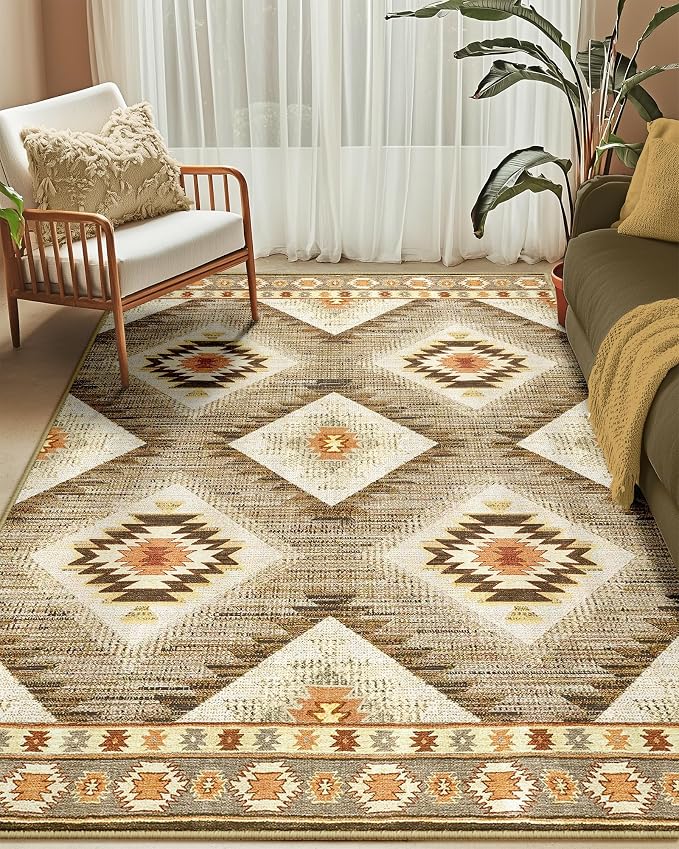 BESTSWEETIE Area Rug 6x8 Rug Machine Washable Non-Slip Low Pile Print Pattern