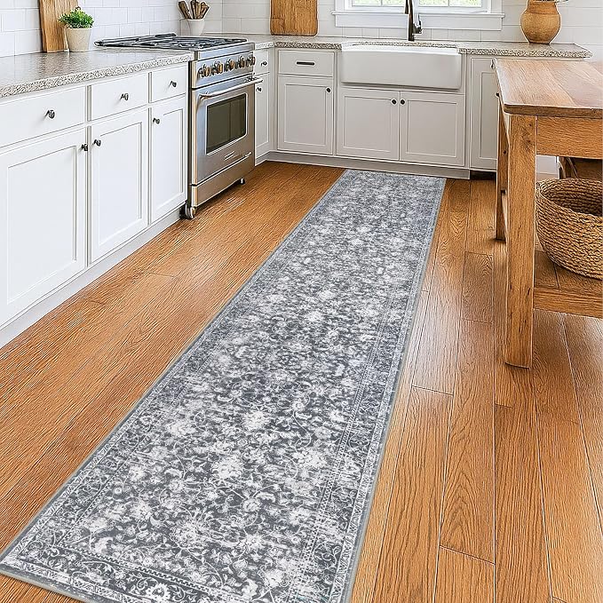 KILOCOCO Runner for Hallway 2x10 Runner Rug Printed Vintage Floral Washable Rug