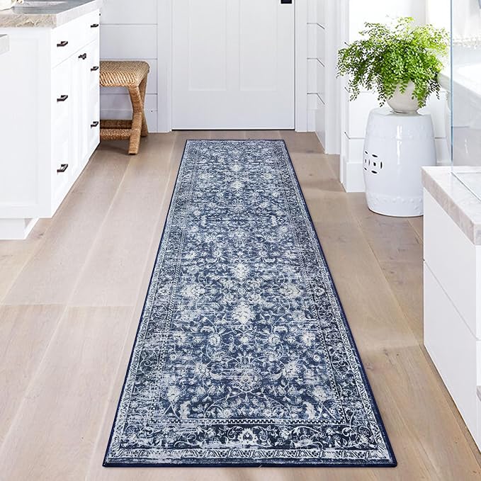 KILOCOCO Hallway Runner 2x5 Printed Vintage Floral Washable Kitchen Runner Rug