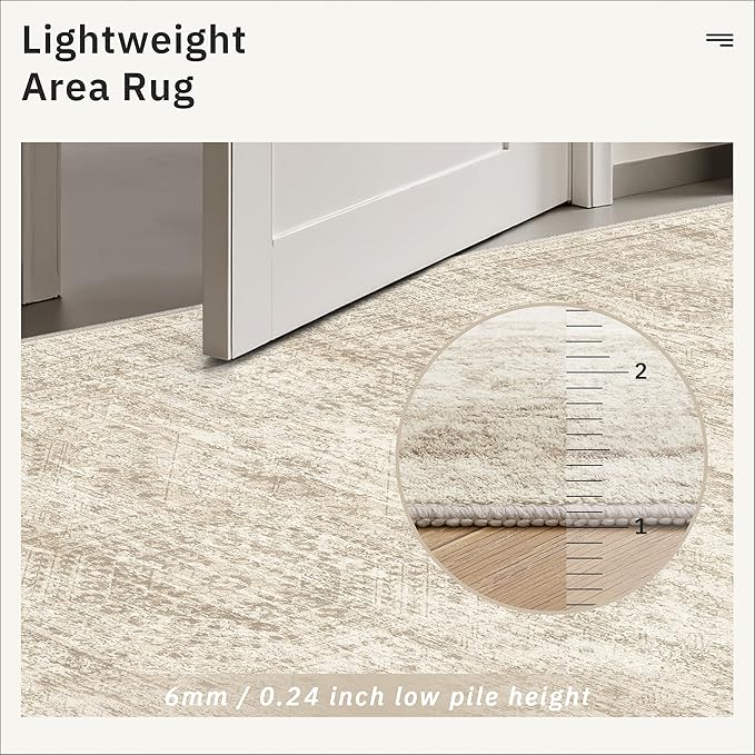 Soalmost 8x8 Beige Round Rug 8ft Living Room Circle Rug Vintage Round Area Rug