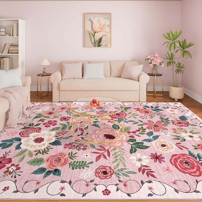 DUKINO 9x12 Area Rug, Floral Rugs